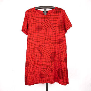 Fenini 100% Linen Tunic Shift Dress Women's LARGE Lagenlook Artsy Made in USA